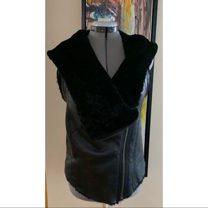 Helmut Lang Weathered Leather Shearling Vest